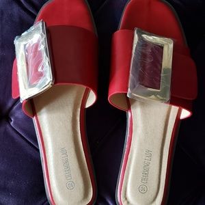 GORGEOUS red leather Milan sandals